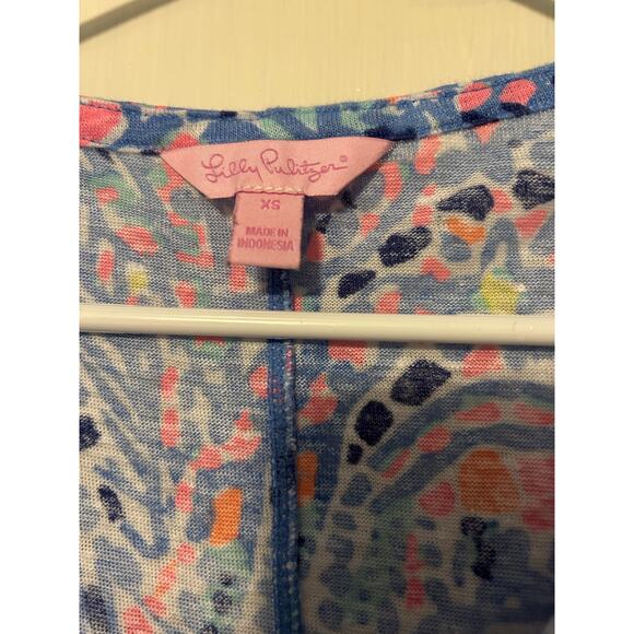 Lilly Pulitzer Duval Dress Tic Tac Tile Allover 100% linen size XS - Picture 4 of 4